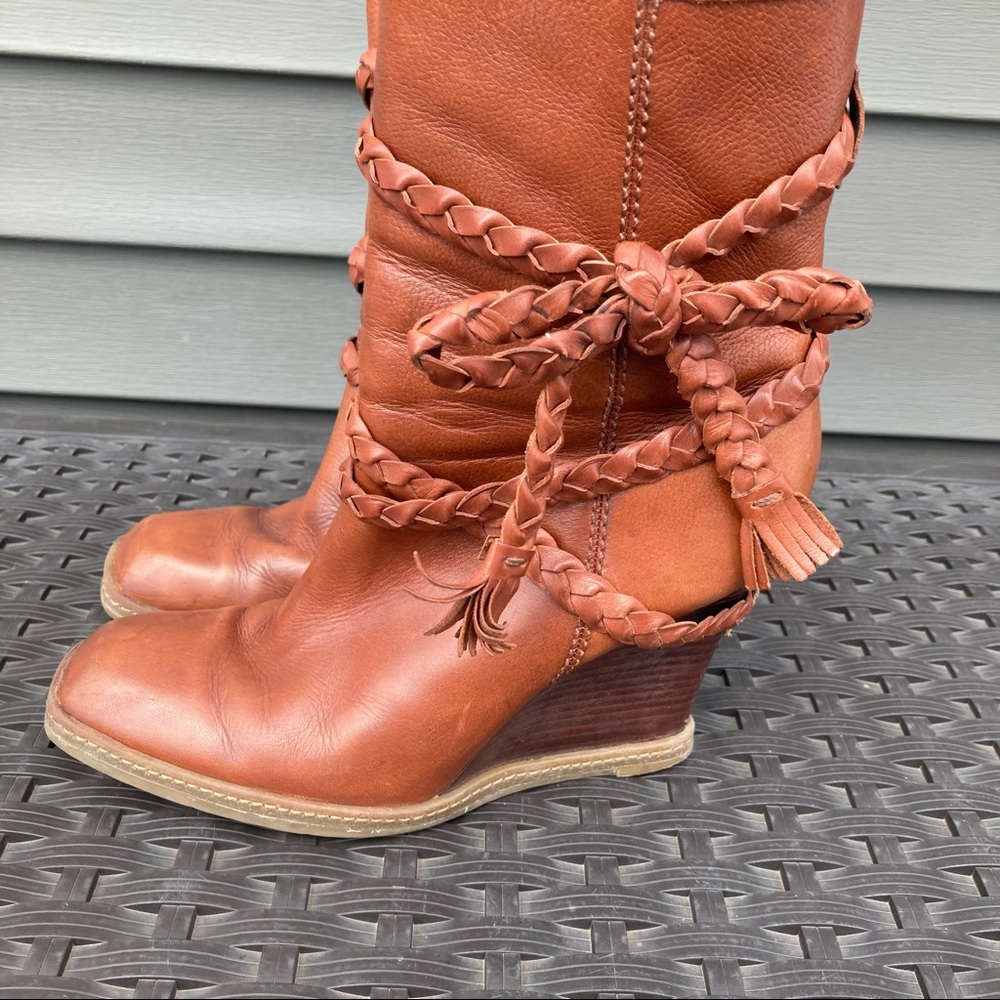 Vince Camuto Leather Braided Wedge Boot - Picture 2 of 9